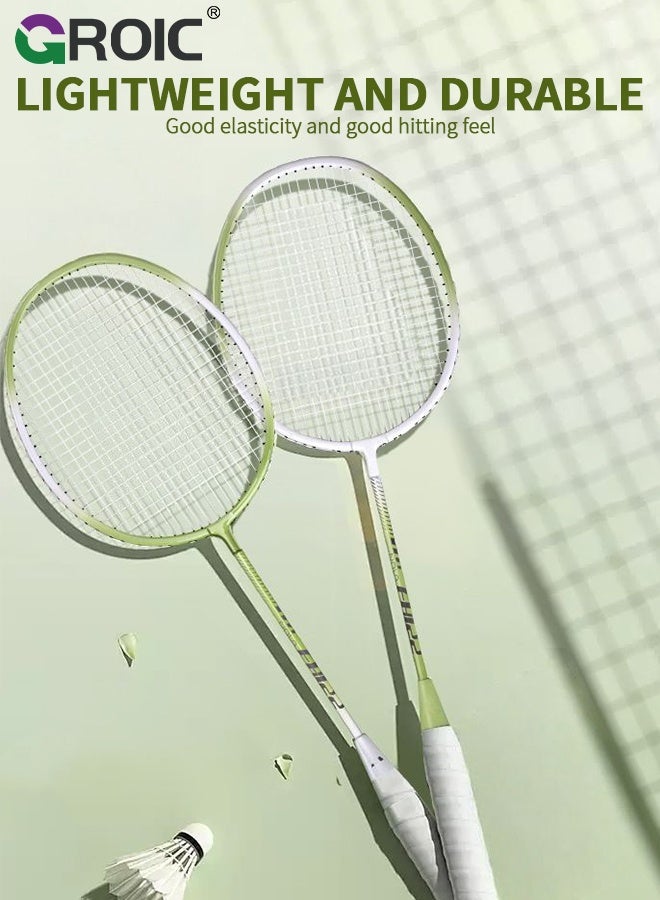 GROIC مجموعة مضارب كرة الريشة، تشمل 2 مضرب، 3 كرات، 1 حقيبة حمل، مصنوعة من ألياف الكربون وسبائك الحديد، خفيفة الوزن وأداء عالي للرياضة، التدريب والترفيه، مضرب كرة الريشة - Image 3